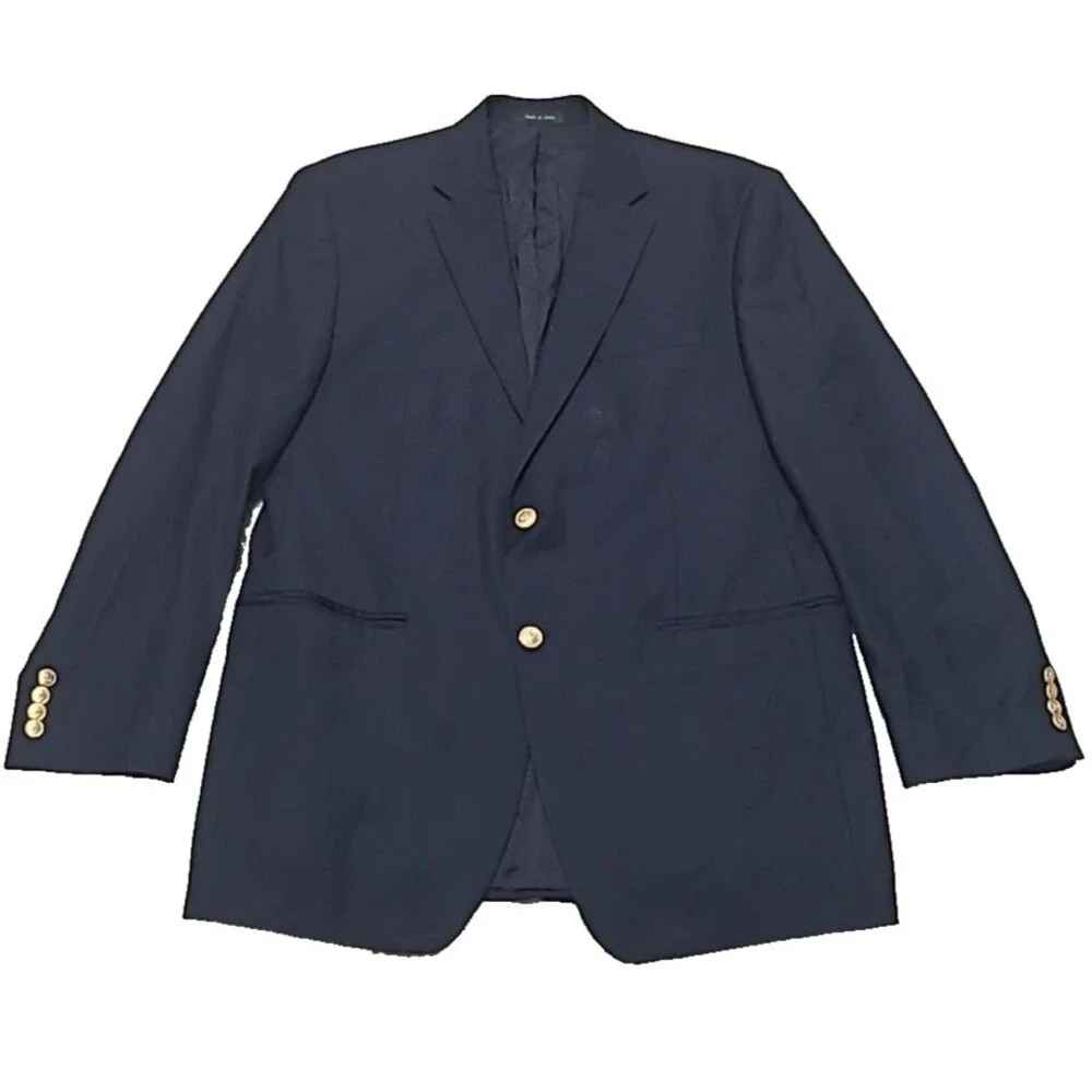 Lauren Ralph Lauren Blazer Mens 42L Dark Blue Gold Metal Buttons Sportscoat